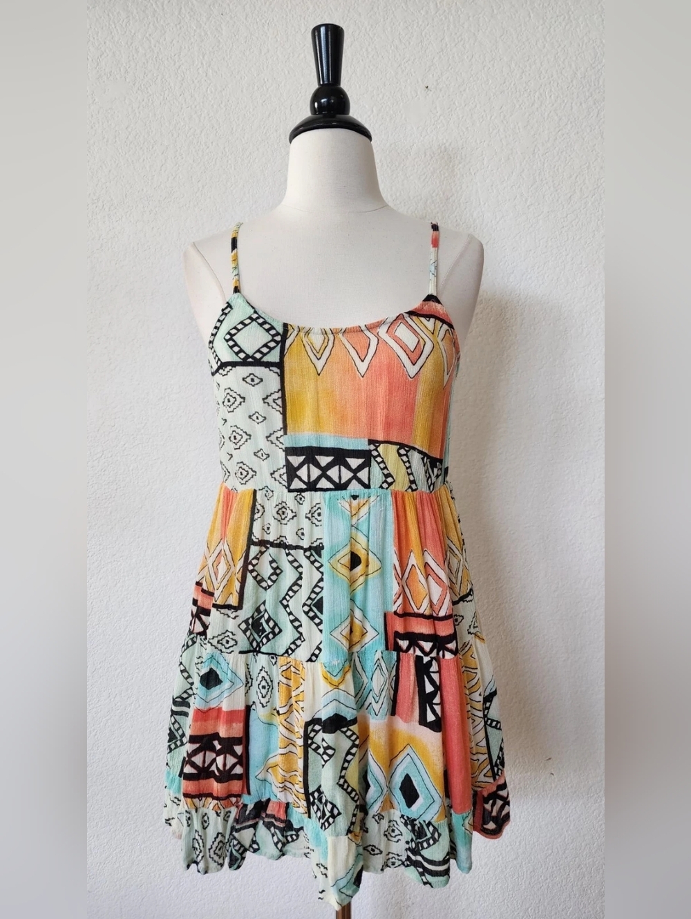Summer Geo Print Spaghetti Strap Dress - Multi